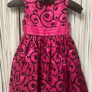 Hot Pink Satiny Scroll Dress, 4